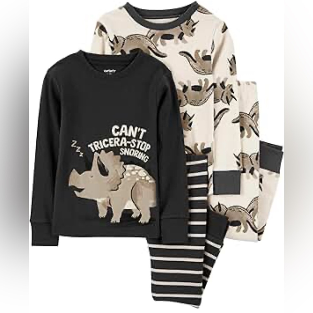 Carter’s Toddler Boys 4 Piece Pajamas Set - Triceratops Dinosaurs 3T
